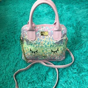 Betsey Johnson- Rainbow Gingham Cat Satchel